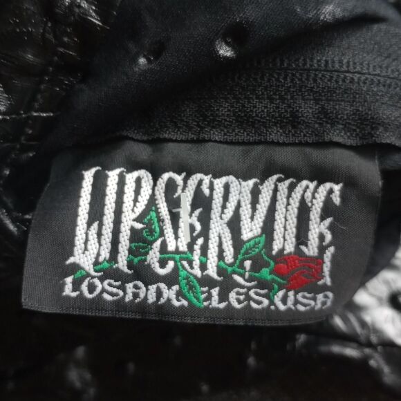 Y2K Lip Service Spiked Faux Leather Goth Top - Picture 4 of 6